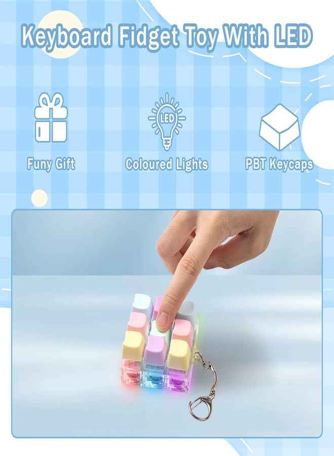 mintcaps Keyboard Fidget Toy - Fidget Keychain with Led Light Button Keyboard Clicker Fidget Toy for Adults Stress Relief Keyboard Fidget Clicker (Style B) - Image 5
